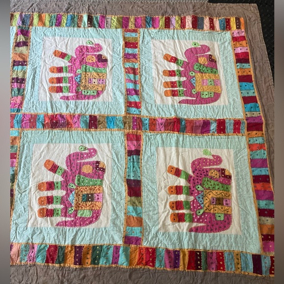 Handmade Colorful Elephant Patchwork Tapestry - Picture 5 of 5